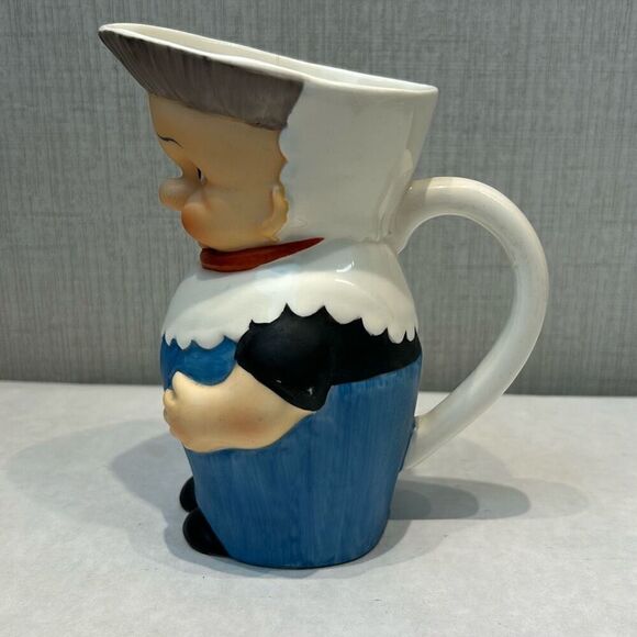Vintage Toby Jug Creamer Pitcher German Dutch Boy Flowers - Picture 4 of 8